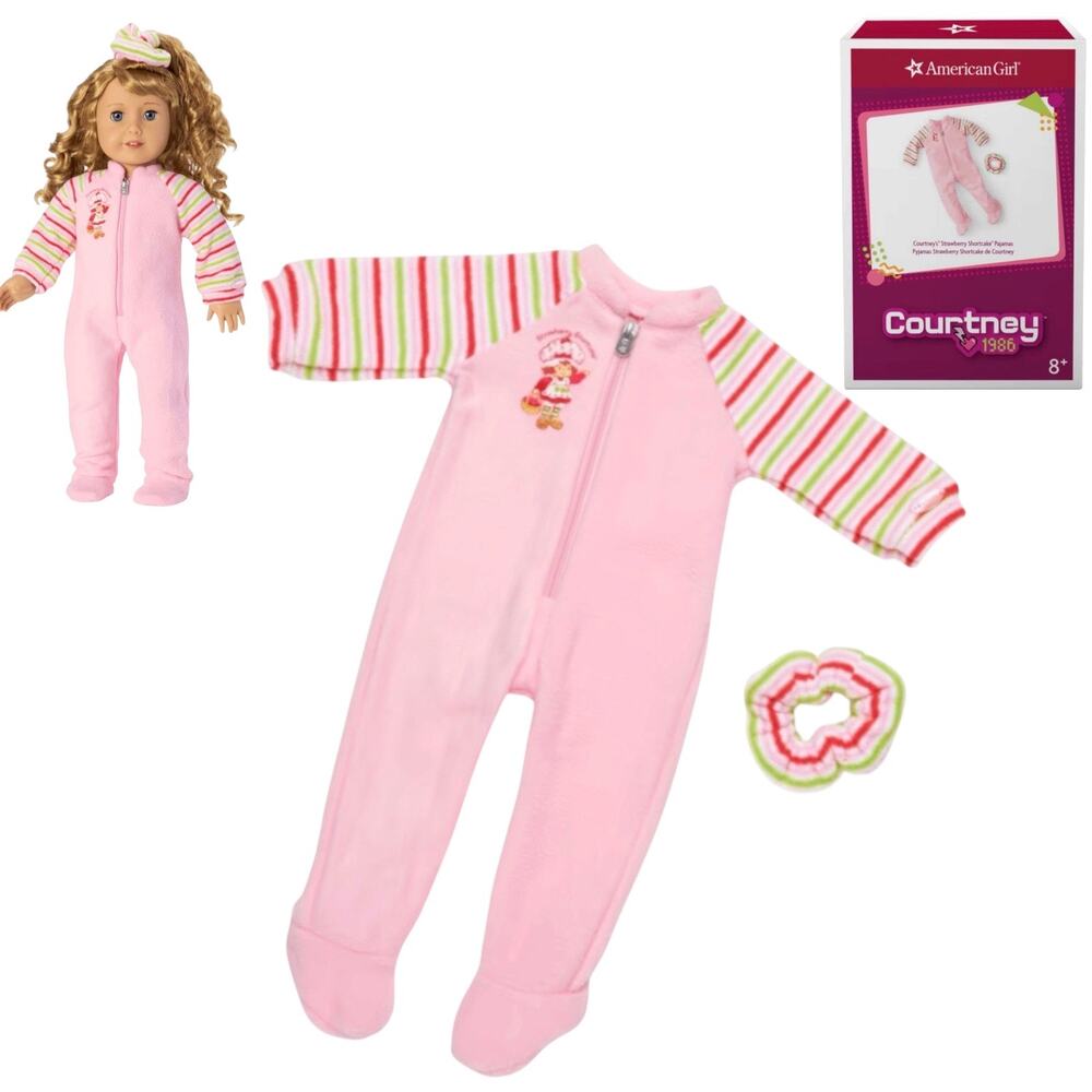 American Girl Courtney Pajamas Strawberry Shortcake Hair Scrunchy 80s Doll Pjs